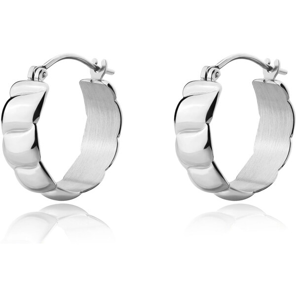 SAgapõ Pôvabné oceľové kruhové náušnice Chunky SHK55 66588374
