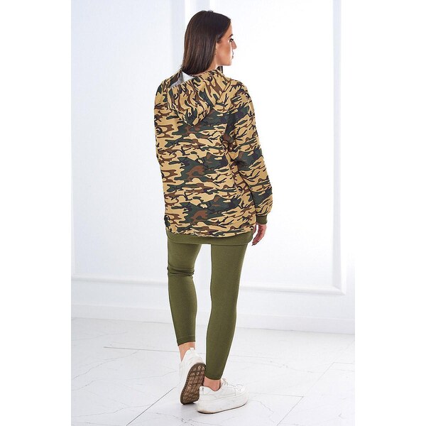 MladaModa 3-dielna súprava maskáčovej mikiny, topu a legín model 9615 46952270