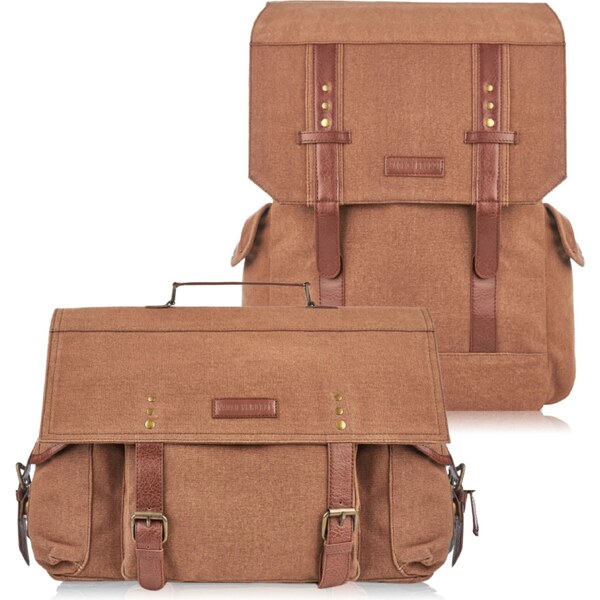 PAOLO PERUZZI Pánsky set batoh + taška na laptop ZUP-93-BR | hnedá ZUP 46668238