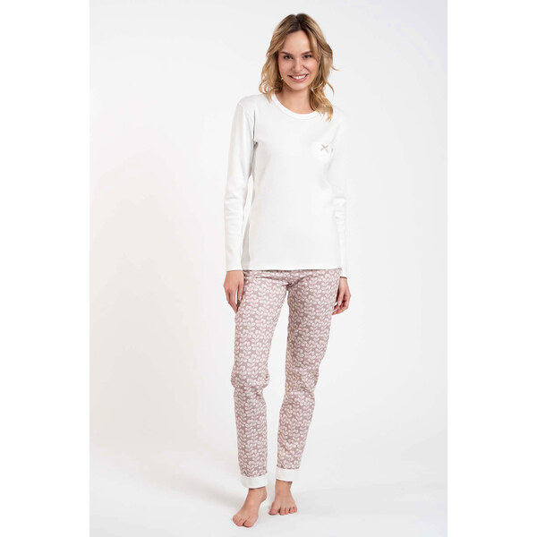 Italian Fashion Dámske bavlnené pyžamo Juliana smotanové, Farba 46697732