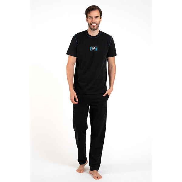 Italian Fashion Pánske bavlnené pyžamo s krátkym rukávom Club čierne, 46708329