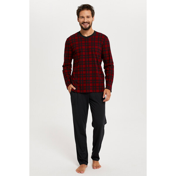 Italian Fashion Pánske bavlnené pyžamo Elias čierne, Farba čierna 46708330