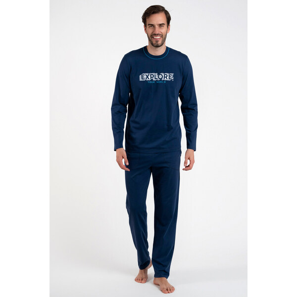 Italian Fashion Pánske bavlnené pyžamo Explore tmavomodré, Farba 46708331