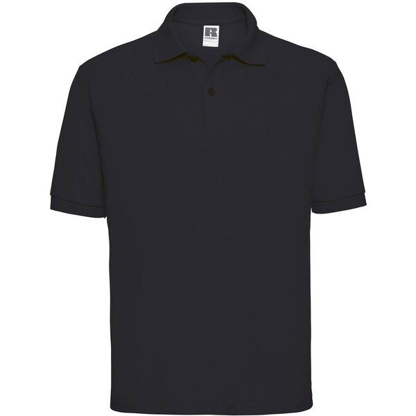 Mens Polycotton Polo Russell Black T-Shirt 50548019