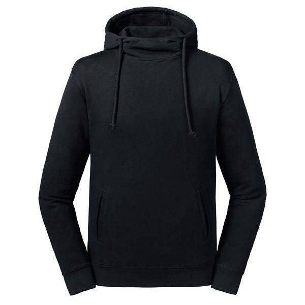 Black Unisex Sweatshirt Pure Organic High Collar Hooded Sweat Russell 50541648