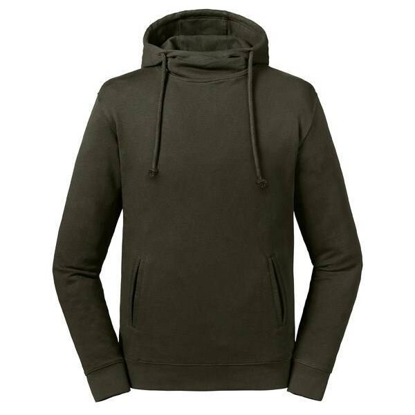 Olive Unisex Sweatshirt Pure Organic High Collar Hooded Sweat Russell 50541611