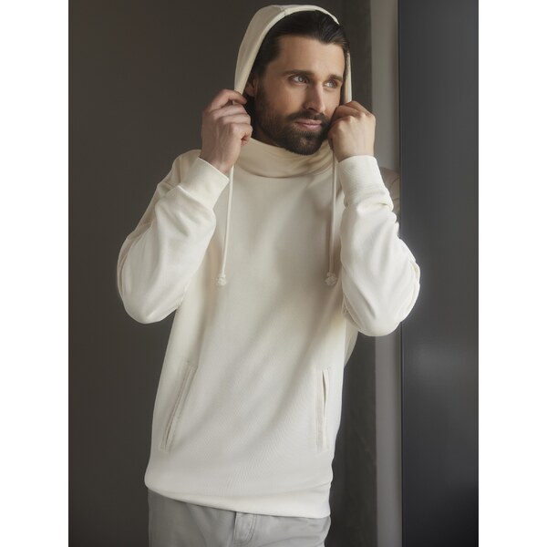 Ecru Sweatshirt Unisex Pure Organic High Collar Hooded Sweat Russell 50541649