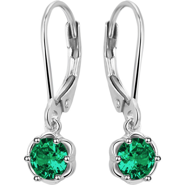 Beneto Slušivé strieborné náušnice so zelenými zirkónmi AGUC3340-GR 66590870