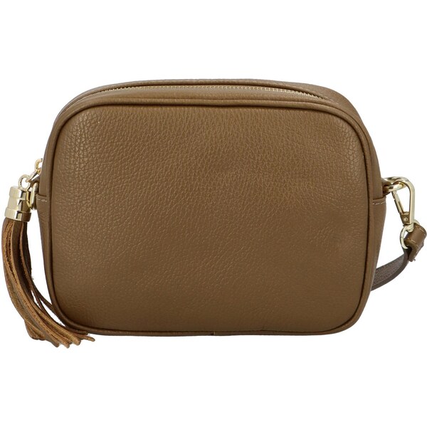 Dámska kožená crossbody kabelka pieskovohnedá - ItalY Kriane G hnedá 47052283