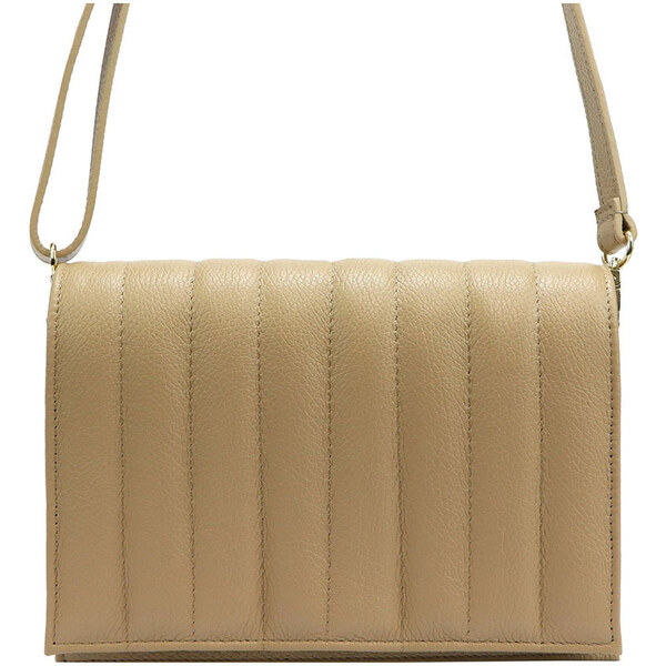Gregorio Béžová prešívaná kožená crossbody kabelka L31179 46750293