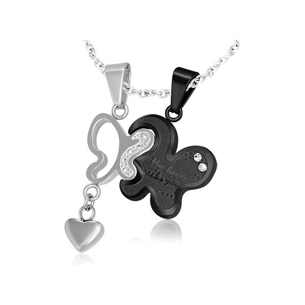 Ligot Dvojprívesok motýliky so zirkónmi - chirurgická oceľ MPBL449 46719507