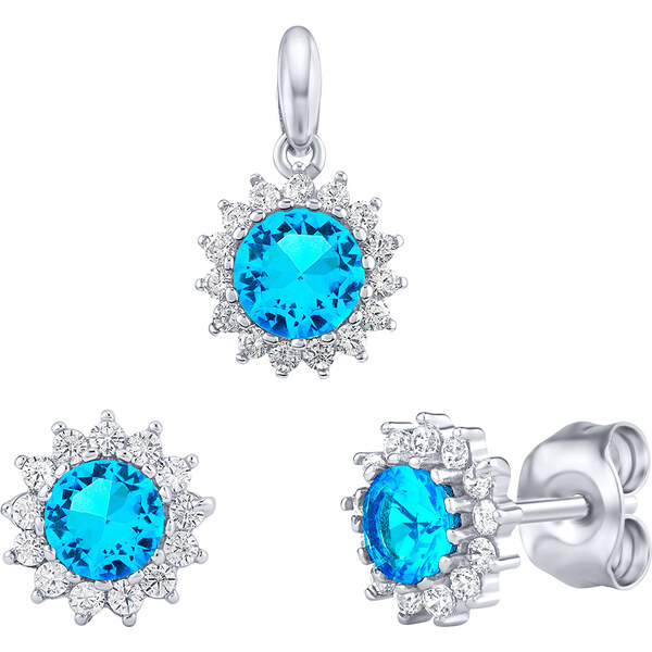 Ligot Strieborný set POET s tyrkysovým zirkónom JJJS2488BT 46719614