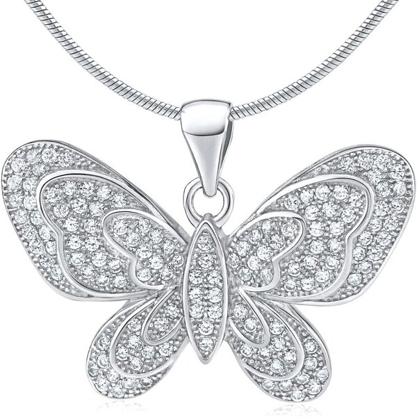 Ligot Strieborný prívesok motýlik s mikro-zirkónmi SHZP570 46719713