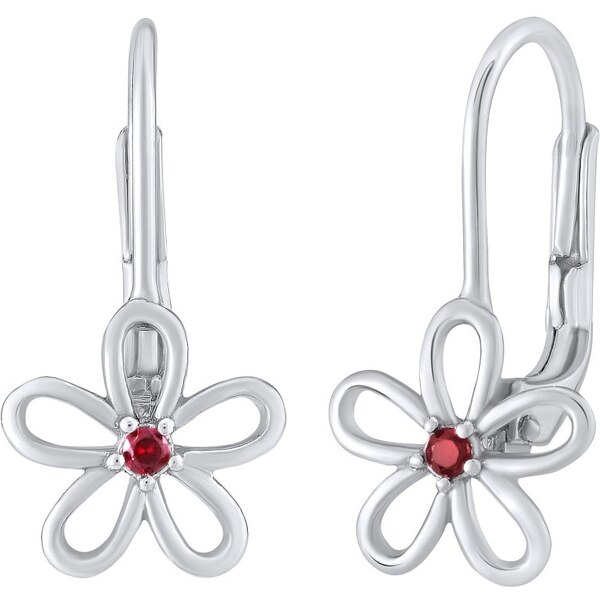 Ligot Strieborné náušnice - kvet s červeným zirkónom SILVEGOB31857R 46719838