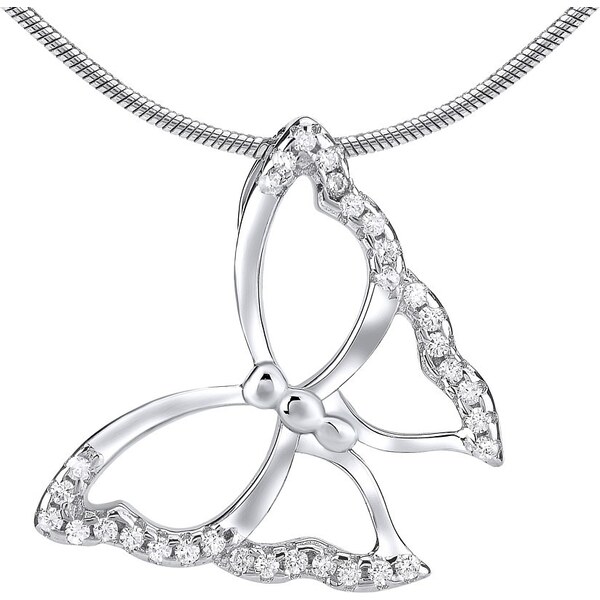 Ligot Strieborný prívesok motýľ so zirkónmi JJJP0036 46719861