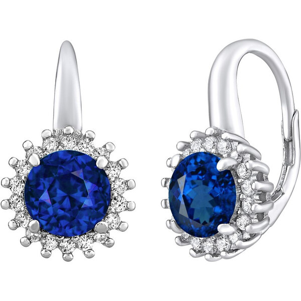 Ligot Strieborné náušnice ADRIA so syntetickým zafírom LPSE0754 46719889