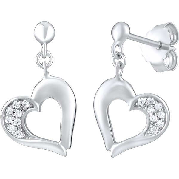 Ligot Strieborné náušnice srdiečka na puzety FW8680 46720026