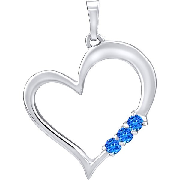 Ligot Strieborný prívesok SRDCE s modrými Swarovski Zirconia 46720061