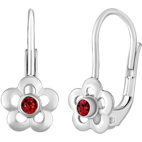 Ligot Strieborné náušnice nezábudky s prírodným červeným topásom 46720054
