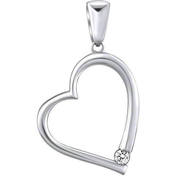 Ligot Strieborný prívesok so zirkónmi SRDCE QRP521 46720100