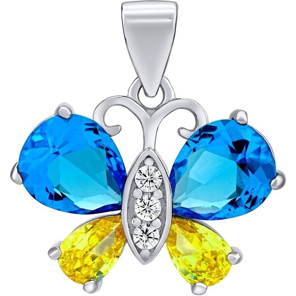 Ligot Strieborný prívesok motýlik modro žltý LPS2374B 46720103