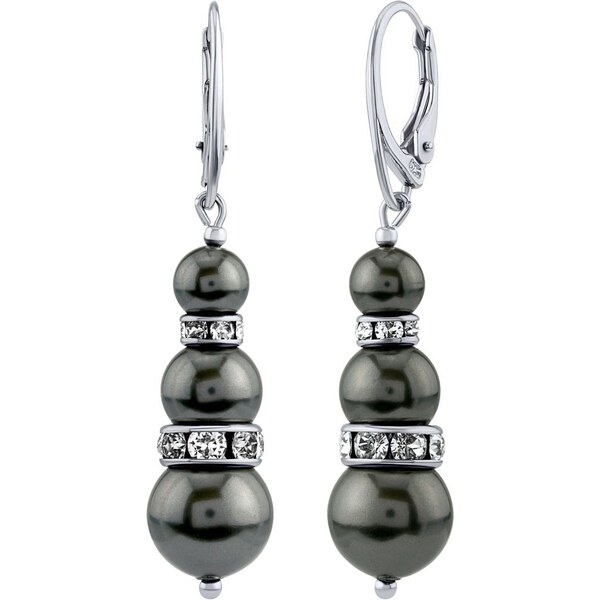 Ligot Strieborné náušnice s čiernou Swarovski perlou VSW068E 46720123