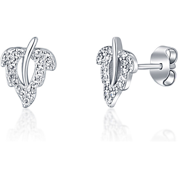 Ligot Strieborné náušnice listy so zirkónmi 46720304