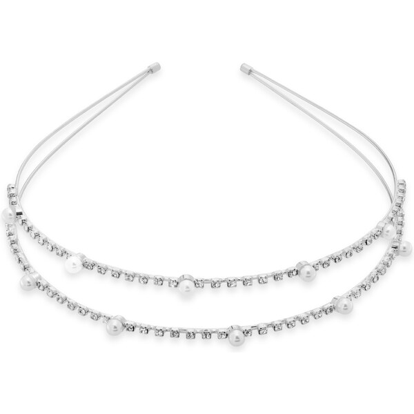 Troli Elegantná dvojitá čelenka do vlasov s kryštálmi 66583775