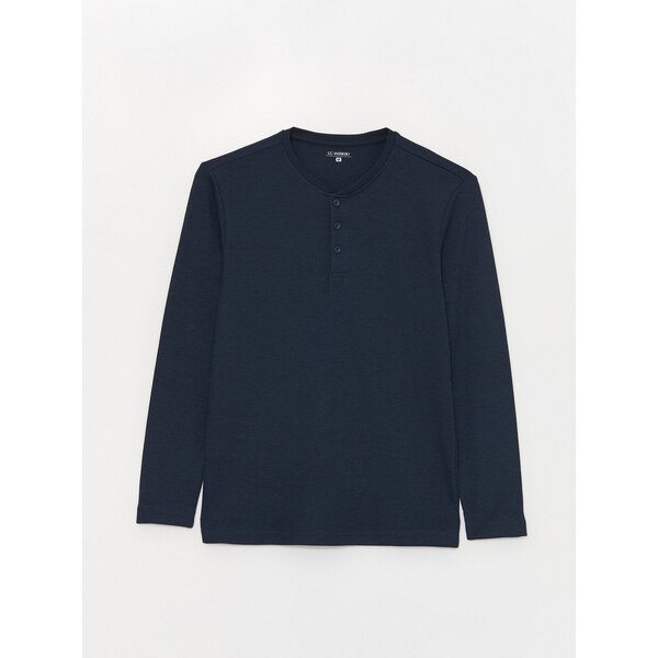 Pánske pyžamové tričko s dlhým rukávom a okrúhlym výstrihom LC Waikiki 50563580