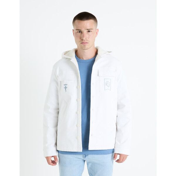 Biela pánska zimná bunda s umelým kožúškom Celio Fullmetal Alchemist 50595802