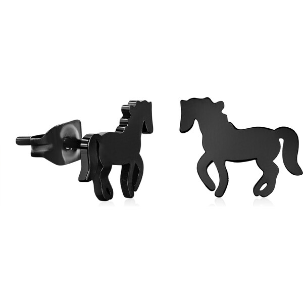 Troli Slušivé čierne náušnice Kôň 66588078