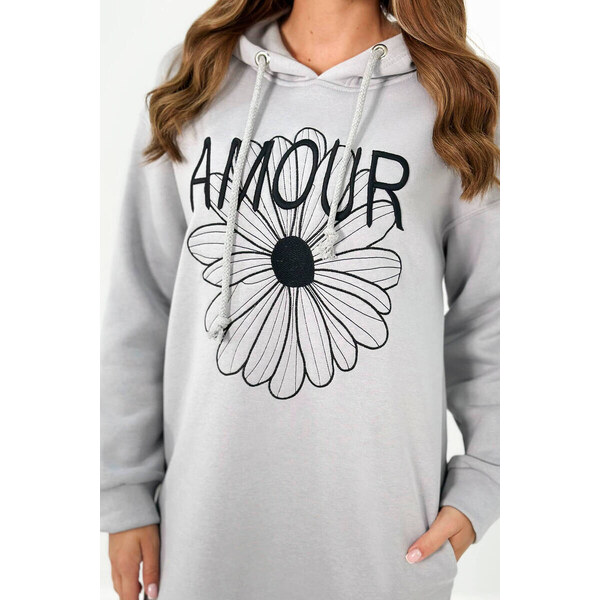 K-Fashion Dlhé izolované šaty s výšivkou sivý 49774772