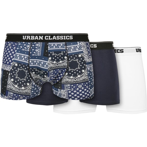 Urban Classics Organic Boxer Shorts 3-Pack Navy+Navy+White Scarf 64633598