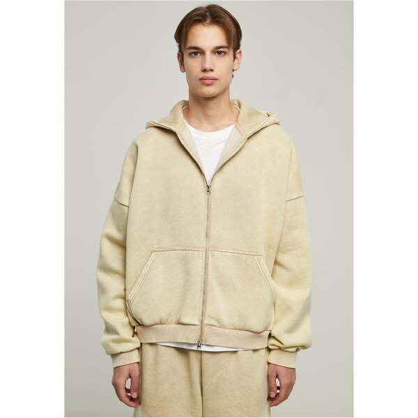 Urban Classics 90s Zip-Up Hoodie in Heavy Stone Washed Beige 50640845