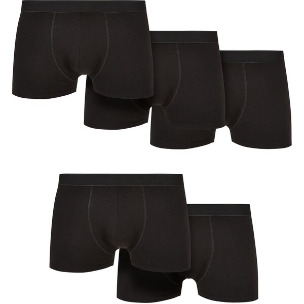 Urban Classics Solid Organic Cotton Boxer Shorts 5-Pack Black+Black 50682449