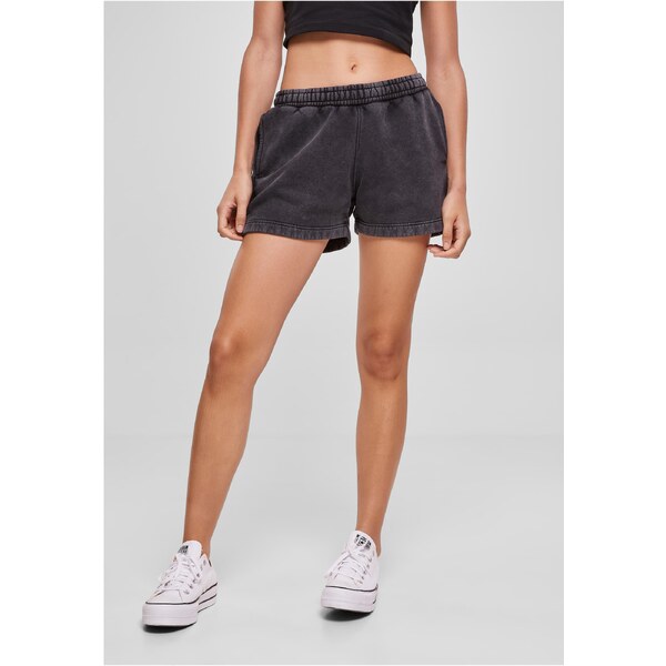 Urban Classics Womens Stone Washed Shorts - Black 50685171