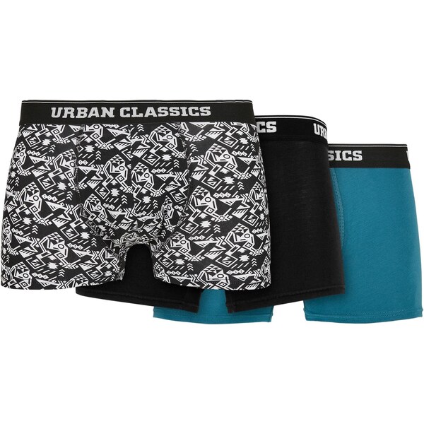 Urban Classics Organic Boxer Shorts 3-Pack Detail AOP/Black/Jasper 50647125
