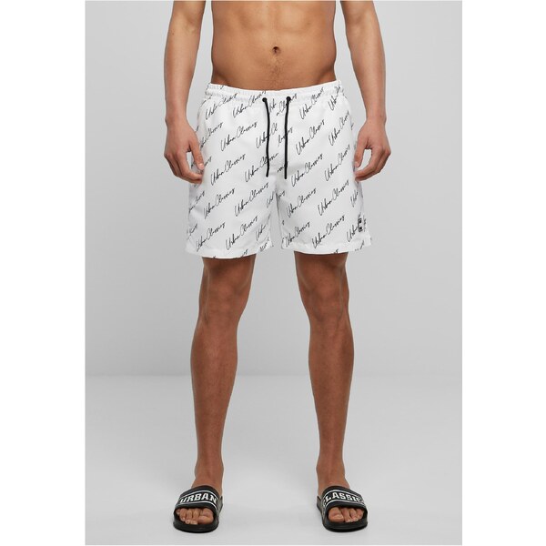 Urban Classics Swim Shorts Pattern whitescriptlogo 50604096