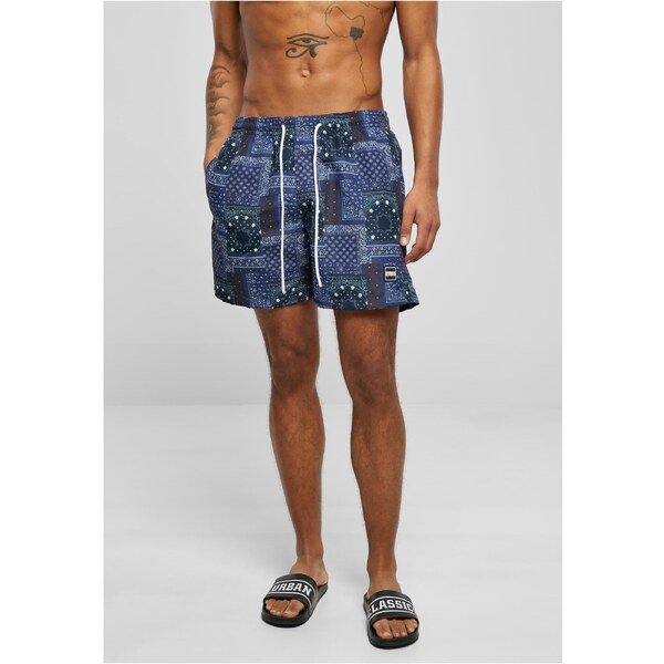 Urban Classics Patterned swimsuit shorts with navy scarf aop 50603589