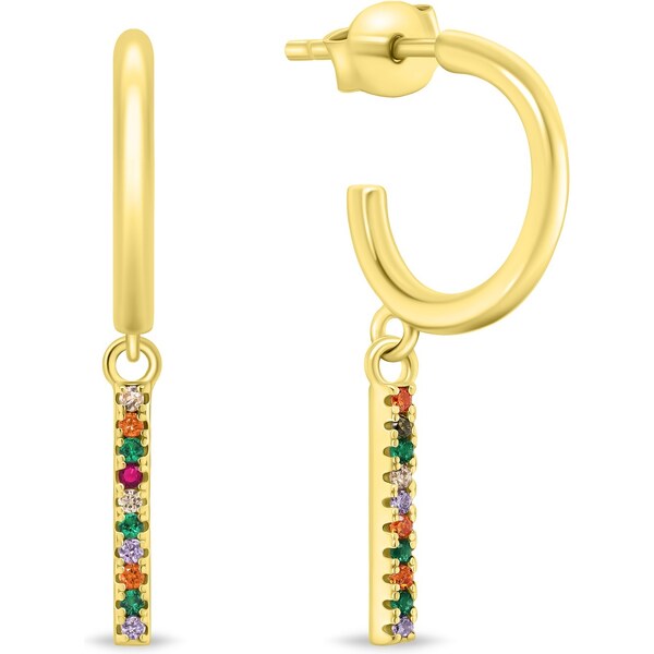 Brilio Silver Pozlátené náušnice s farebnými zirkónmi EA893Y 66595379