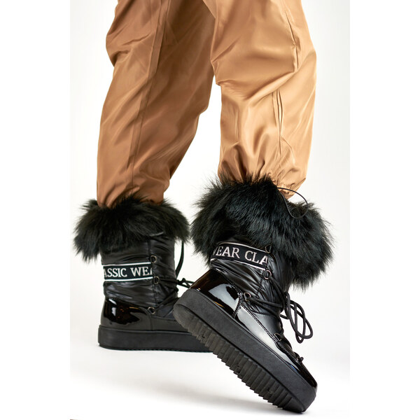 primohurt Čierne dámske snehule s ozdobnou kožušinkou 58255754