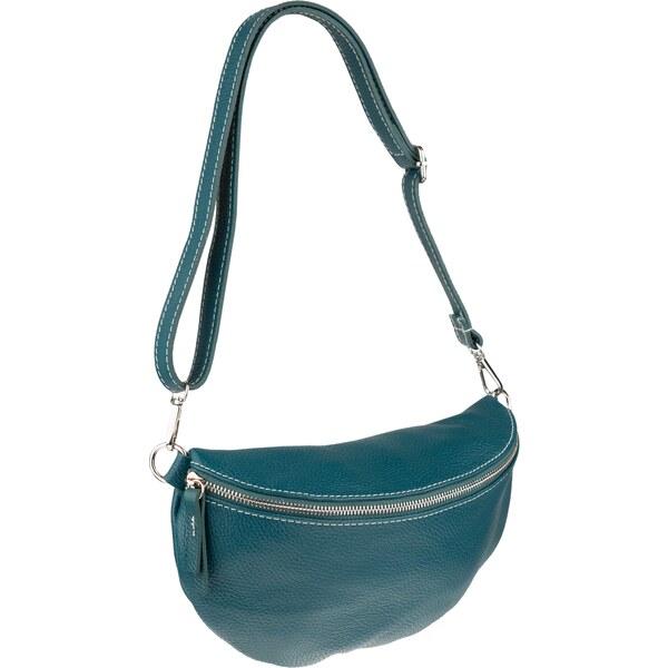 Modrá kožená talianska crossbody kabelka Reni Grande Petroleo 46841959