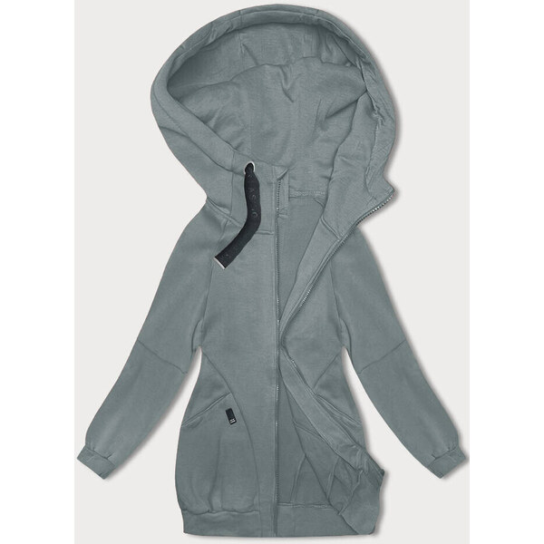 LHD Šedozelená voľná dlhá dámska mikina so sťahovacími lemami (AMG 49768060