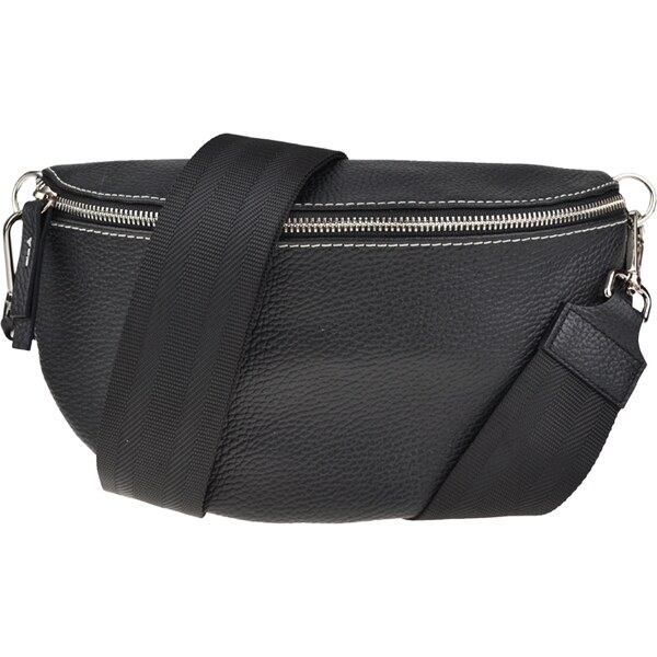 Čierna kožená talianska crossbody kabelka Reni Grande Nera s prídavným 46858504