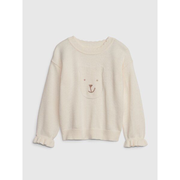 Krémový dievčenský sveter s volánikmi GAP 50604607