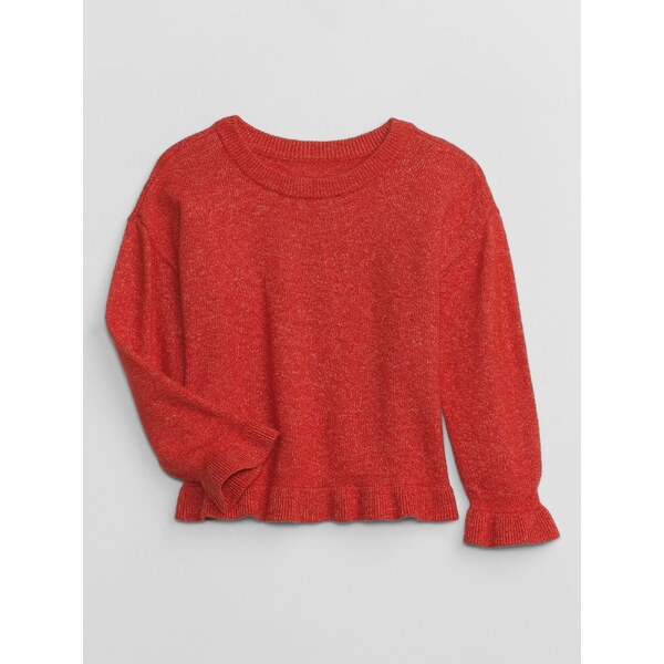 Červený dievčenský sveter s volánikmi GAP 50551325