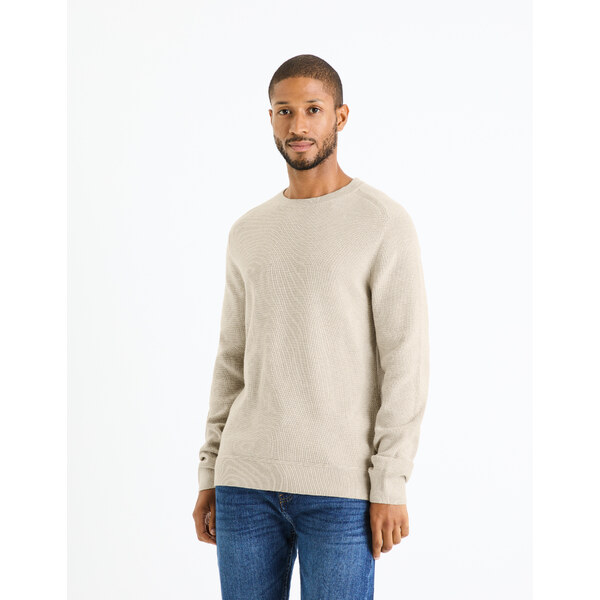 Béžový pánsky basic sveter Celio Femoon 50604753