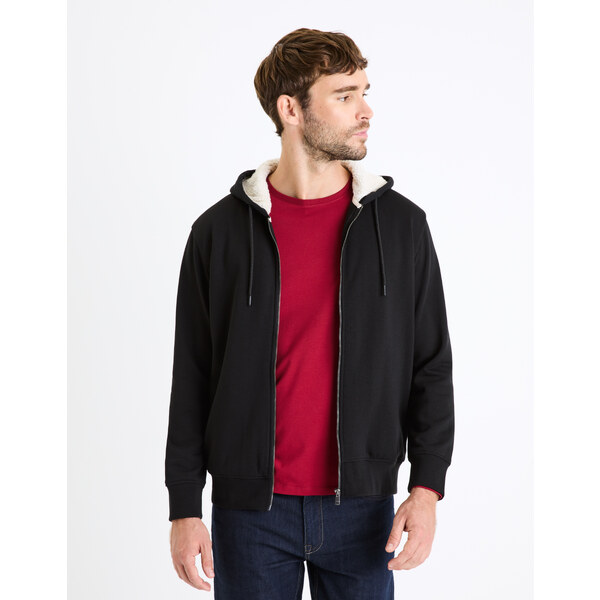 Čierna pánska zateplená mikina na zips s kapucňou Celio Fesherpax 50551377