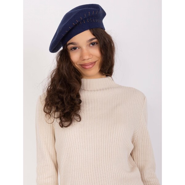 ITALY MODA Tmavomodrá baretka s aplikáciou AT-SK-231605.21P-dark blue 57953741