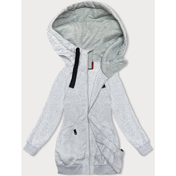 LHD Svetlosivá voľná dlhá dámska mikina so sťahovacími lemami (AMG 49768061